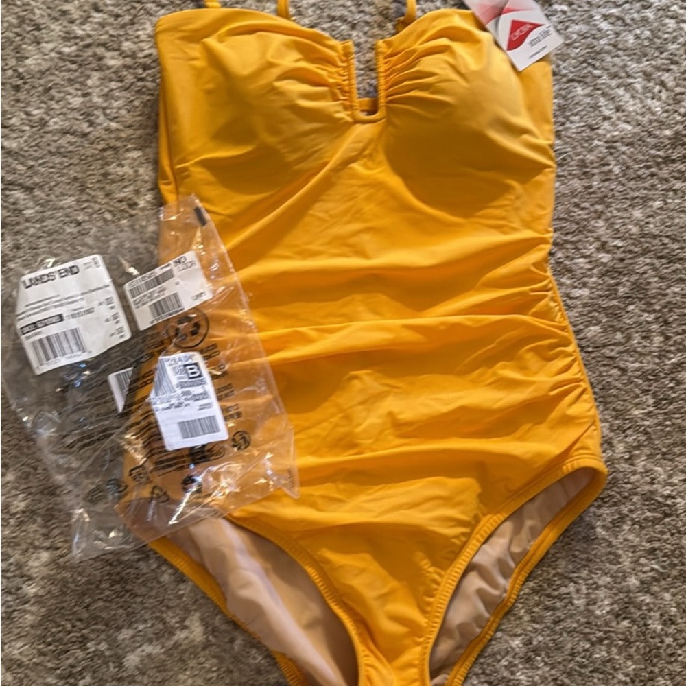 Lands' End Bright Yellow Slender Suit U-Wire Bandeau